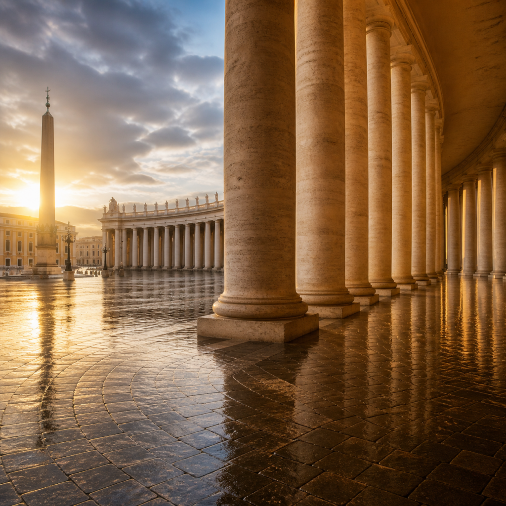 Columnata monumental al amanecer