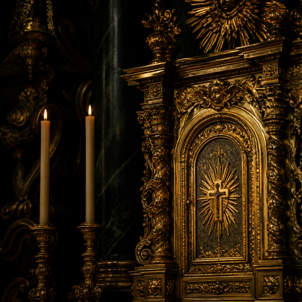Detalle de sagrario y cirios