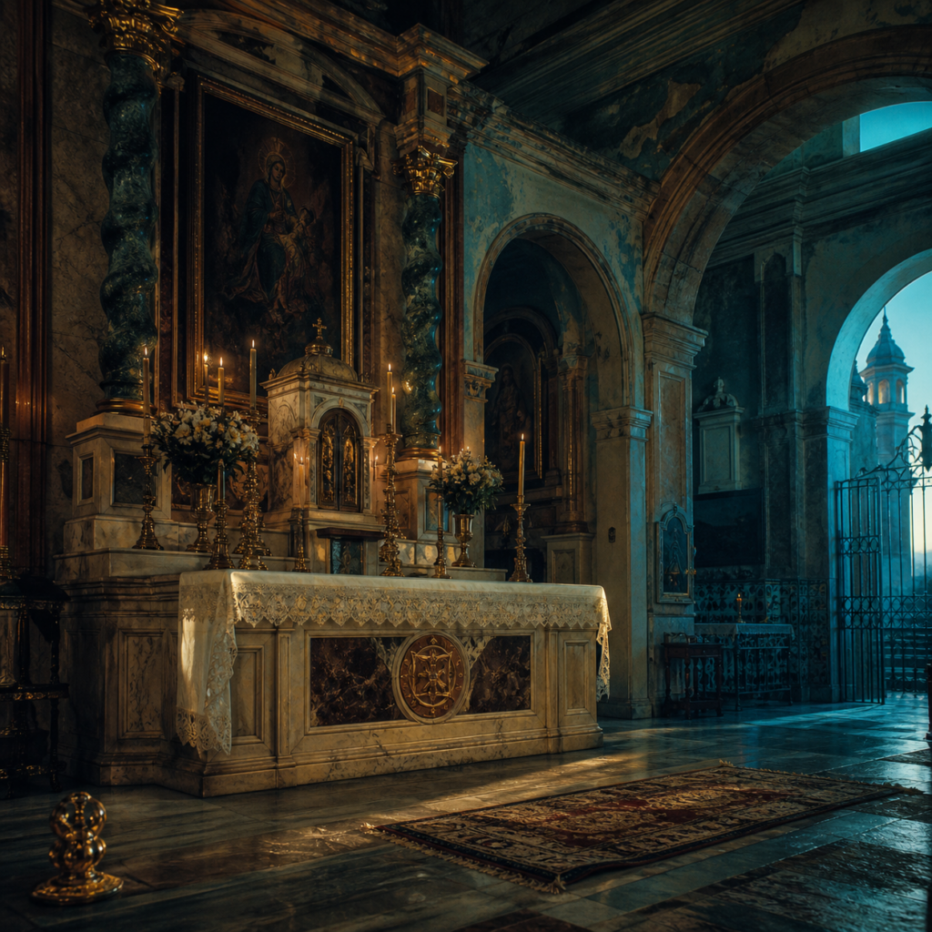 Santuario histórico al amanecer